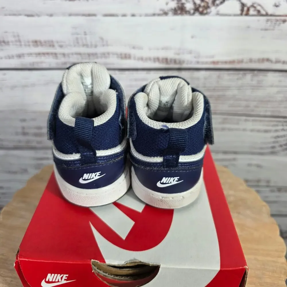 Nike Borough Mid 2 Baby Toddles Shoes Size 4C White Signal Blue Void